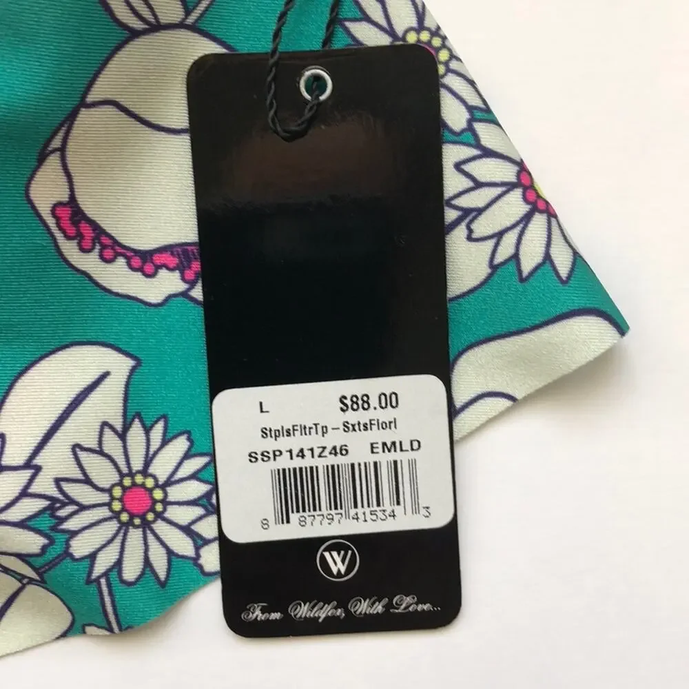 NWT Wildfox 60s Floral Swim Bandeau Top Size L